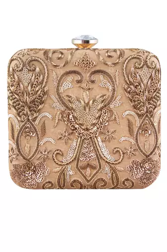 Antique gold square clutch
