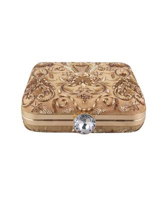 Antique gold square clutch 3