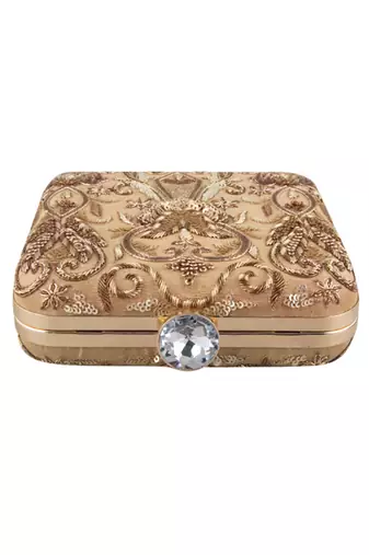 Antique gold square clutch