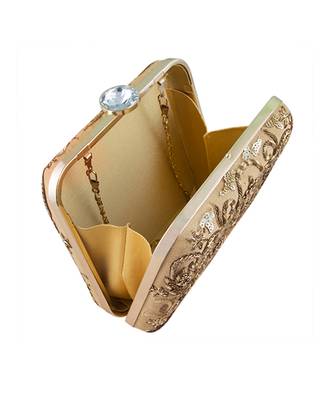Antique gold square clutch 4