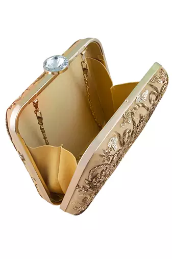 Antique gold square clutch