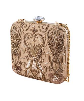 Antique gold square clutch 5