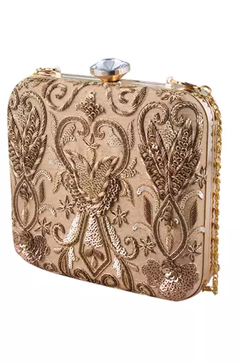 Antique gold square clutch