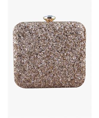 Golden shimmer square clutch 1