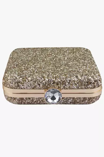 Golden shimmer square clutch
