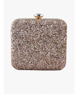 Golden shimmer square clutch 3
