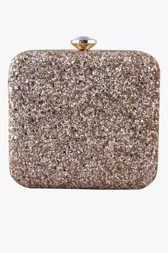 Golden shimmer square clutch