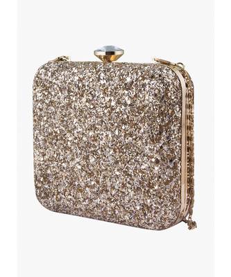 Golden shimmer square clutch 5