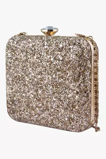 Golden shimmer square clutch
