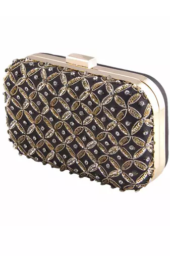 Black jaal antique clutch