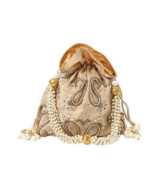 Gold paisley potli bag 1