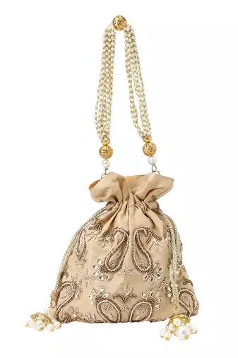 Gold paisley potli bag