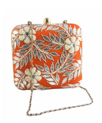 Orange gotapatti clutch 1