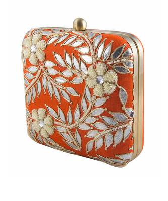 Orange gotapatti clutch 2
