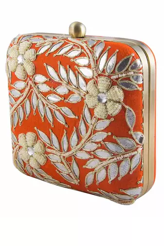 Orange gotapatti clutch