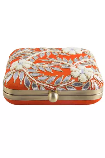 Orange gotapatti clutch