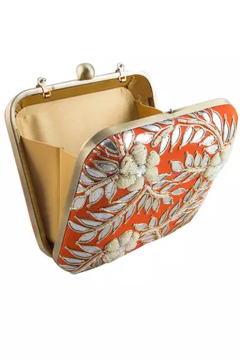 Orange gotapatti clutch