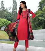 Trendmalls Pink Satin Siquance Embroidered Party Wear Kurta Pant with Dupatta Salwar Suit Set