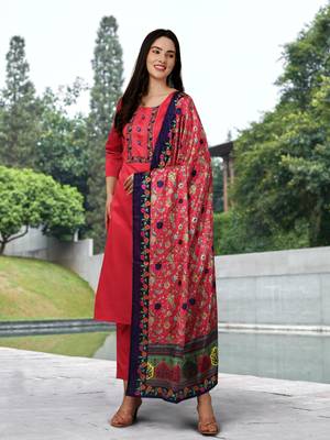 Trendmalls Pink Satin Siquance Embroidered Party Wear Kurta Pant with Dupatta Salwar Suit Set 3