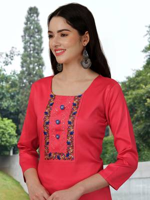 Trendmalls Pink Satin Siquance Embroidered Party Wear Kurta Pant with Dupatta Salwar Suit Set 5