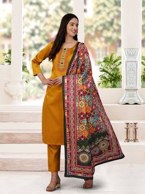 Trendmalls Green Satin Embroidered Printed Party Wear Kurta Pant with Dupatta Salwar Suit Set 3