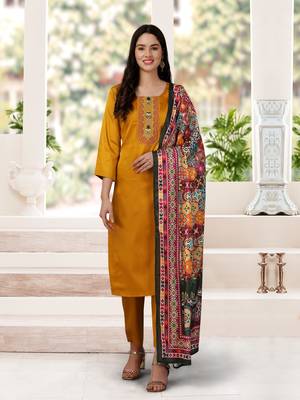 Trendmalls Green Satin Embroidered Printed Party Wear Kurta Pant with Dupatta Salwar Suit Set 4