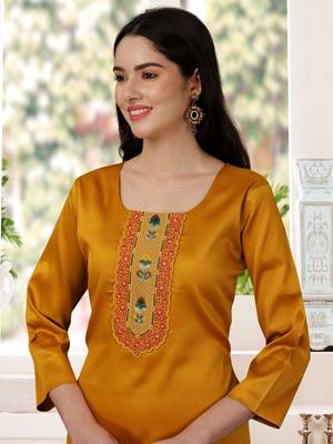 Trendmalls Green Satin Embroidered Printed Party Wear Kurta Pant with Dupatta Salwar Suit Set 5
