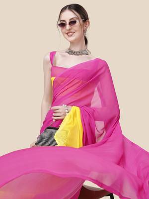 Vastranad soft poly georgette ombre print celebrity saree saree has a light weight fine print and print blouse. 1