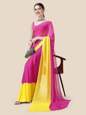 Vastranad soft poly georgette ombre print celebrity saree saree has a light weight fine print and print blouse. 2