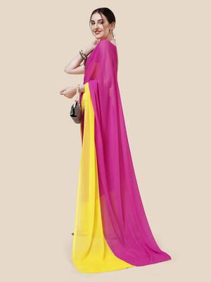 Vastranad soft poly georgette ombre print celebrity saree saree has a light weight fine print and print blouse. 3