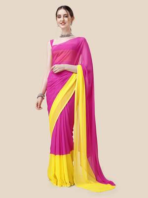 Vastranad soft poly georgette ombre print celebrity saree saree has a light weight fine print and print blouse. 4