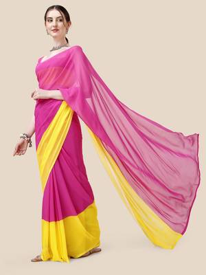Vastranad soft poly georgette ombre print celebrity saree saree has a light weight fine print and print blouse. 5