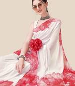 Vastranad Soft Poly Georgette Ombre Print Celebrity Saree Saree Has A Light Weight Fine Print And Print Blouse.