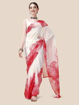 Vastranad Soft Poly Georgette Ombre Print Celebrity Saree Saree Has A Light Weight Fine Print And Print Blouse. 3