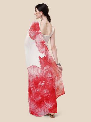 Vastranad Soft Poly Georgette Ombre Print Celebrity Saree Saree Has A Light Weight Fine Print And Print Blouse. 4