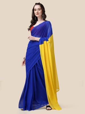 Vastranad soft poly georgette ombre print celebrity saree saree has a light weight fine print and print blouse. 1