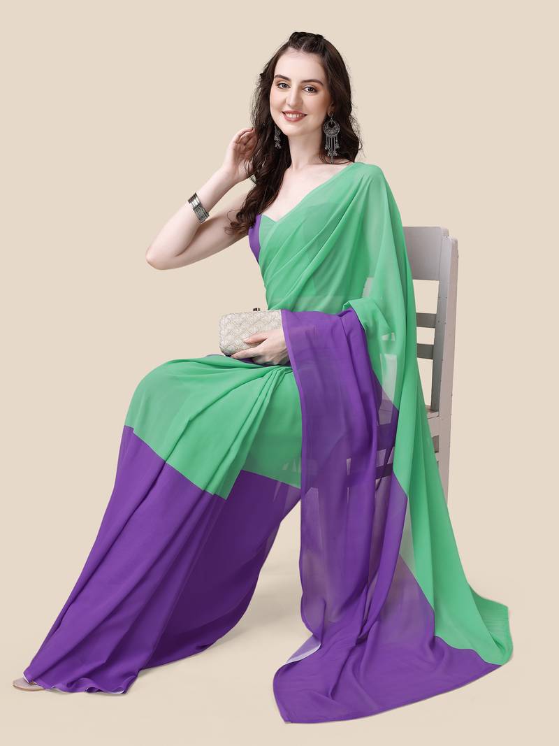 Vastranad soft poly georgette ombre print celebrity saree. saree has a light weight fine print and print blouse.