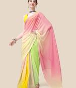 Vastranad Soft Poly Georgette Ombre Print Celebrity Saree. Saree Has A Lightweight Fine Print And Print Blouse.
