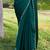 Rama green heavy hot fix zarkan stone border work satin silk chiffon party wear with blouse