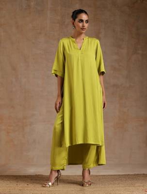 Lime Modal High-Low Relax Kurta Set 2