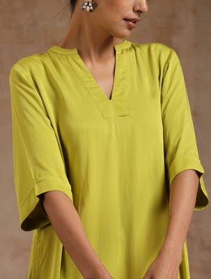 Lime Modal High-Low Relax Kurta Set 5