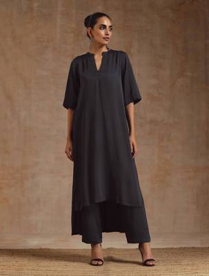Grey Modal High-Low Relax Kurta Set 2