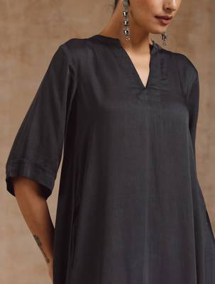 Grey Modal High-Low Relax Kurta Set 4