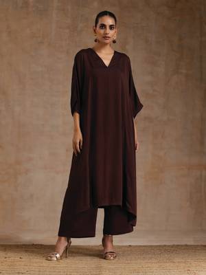Cola Brown Modal Oversized Kurta Set 1