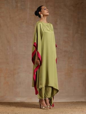 Light Green Modal High-Low Kaftan Kurta Set 1