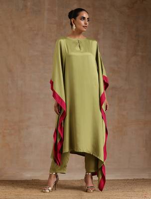 Light Green Modal High-Low Kaftan Kurta Set 2