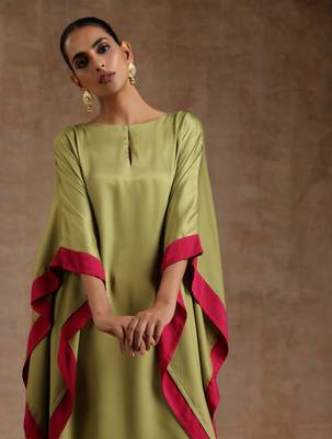 Light Green Modal High-Low Kaftan Kurta Set 4