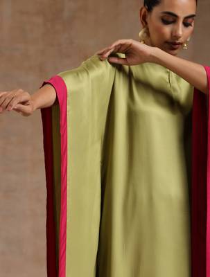 Light Green Modal High-Low Kaftan Kurta Set 5