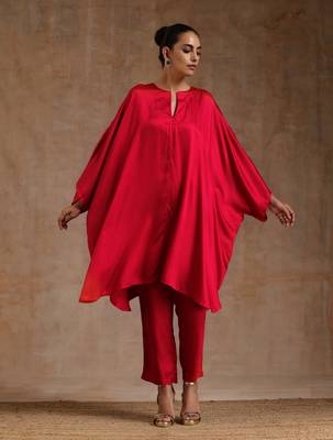 Red Modal Oversized Round Co-Ord Set 1