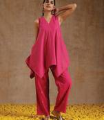 Pink Gold Cotton Handkerchief Co-Ord Set